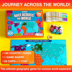 QUOKKA Board Games for Kids 8-12 - Family Games for Kids and Adults - Journey Across The World Card Game Ages 5-9 - Learn Capitals, Flags, Facts, and Map Locations with 195 World Map Cards