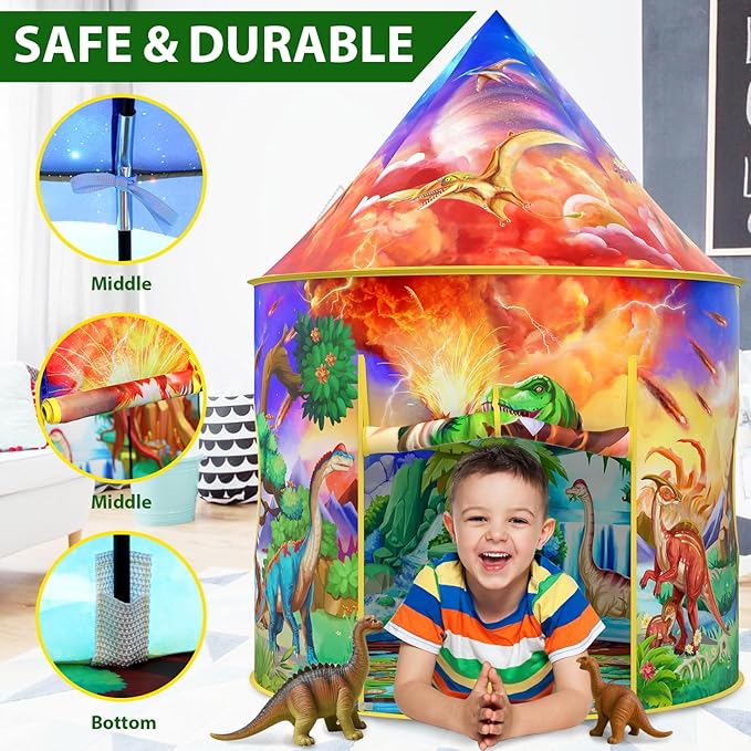Wilwolfer Dinosaur Tent for Kids: Dinosaur Toys for Kids-Outdoor Toys for Toddlers-Great Gift for Boys and Girls