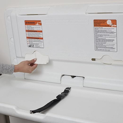 ECR4Kids Horizontal Wall-Mounted Changing Station, Baby Changer, White Granite