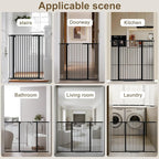 WAOWAO 40.55" Extra Tall 1.37" Ultra Narrow Spacing 30.12-45.87" Extra Wide Dogs Pets Baby Gate Safety Indoor Puppy Pressure Mounted Gate No Drill Black Metal for Stairs,Doorways,Kitchen,Hallway