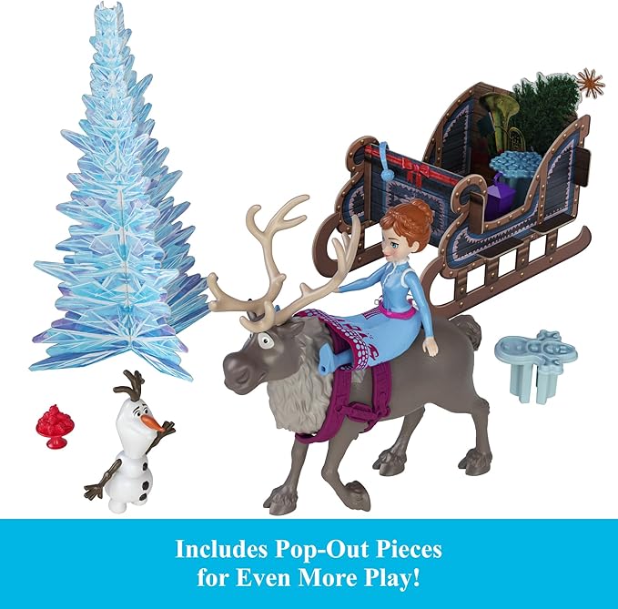 Mattel Disney Frozen Toys, Anna & Elsa Small Doll Advent Calendar with 2 Friend Figures, Moldable Sand & 24 Play Pieces, Inspired by Olaf’s Frozen Adventure