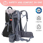 Wipha Baby Backpack Carrier, Toddler Carrier with Canopy, Adjustable and Safe Hiking Backpack for Baby(Creeper III-Black)