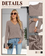 3 Pack Women's Maternity Nursing Tops, V Neck Breastfeeding Sweaters Long Sleeve Hidden Zipper Shirts