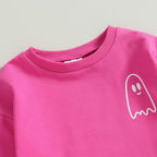 0-4T Toddler Boy Girl Halloween Outfit Fall Clothes Ghost Long Sleeve Sweatshirt Top Pants Baby Halloween Clothes