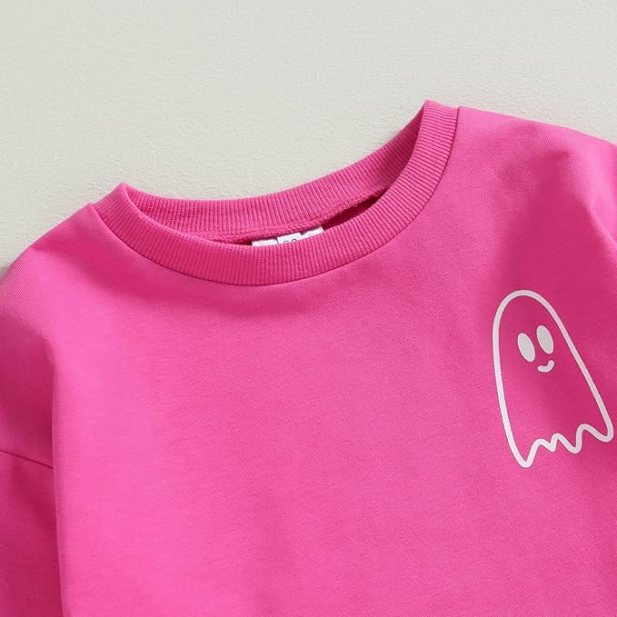 0-4T Toddler Boy Girl Halloween Outfit Fall Clothes Ghost Long Sleeve Sweatshirt Top Pants Baby Halloween Clothes