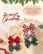 doboi 6PCS Christmas Baby Girls Headbands Hair Bows Star Nylon Cotton Linen Hairbands Fine Handmade Hair Accessories for Newborn Infant Toddlers Little Girls