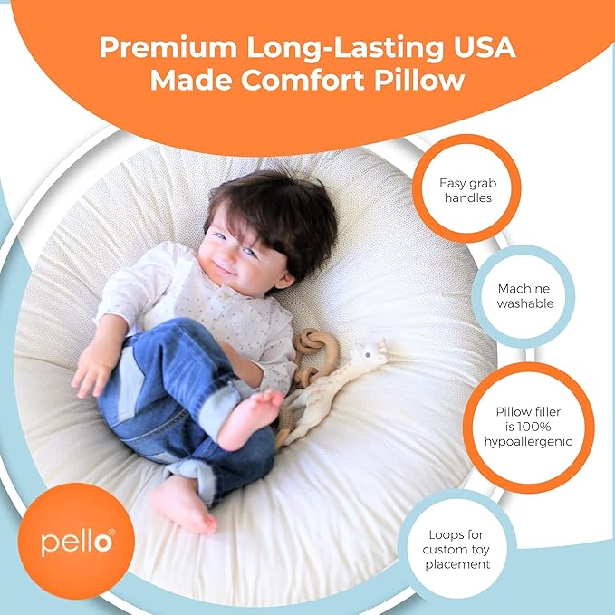 Pello Multi-use Luxe -Toddler Floor Pillow/Play Mat/Lounger (Lemon Aqua Glass)