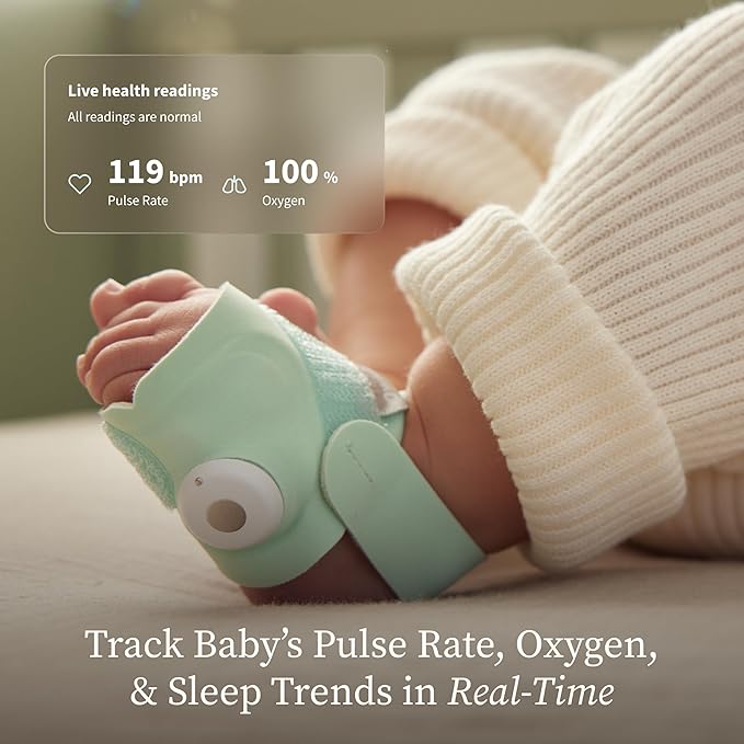 Owlet Dream Duo – FDA-Cleared Smart Baby Monitor with Sock & HD Video Cam 2K HD Video, Cry & Motion Alerts, Temp Monitoring