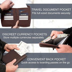 Full Grain Leather Family Passport Holder for 2-4 Passports - RFID Passport Holder and Travel Document Organizer - Large Leather Travel Wallet for Couples and Families - Brown