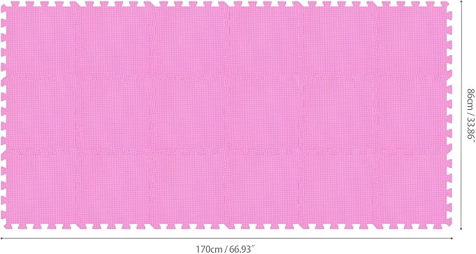 qqpp EVA Rubber 18 Tiles Interlocking Puzzle Foam Floor Mats - Baby Play Mat for Playing | Exercise Mat for Home Workout. Pink. QC-Cb18N