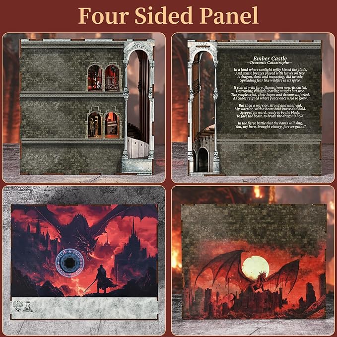 Book Nook Kits for Adults - Book Nook Kit Bookshelf Decor DIY Miniature House Kit for Bookshelf - Craft Kits for Adults Booknook Model Kits Tiny House Arts and Crafts (Ember Castle)