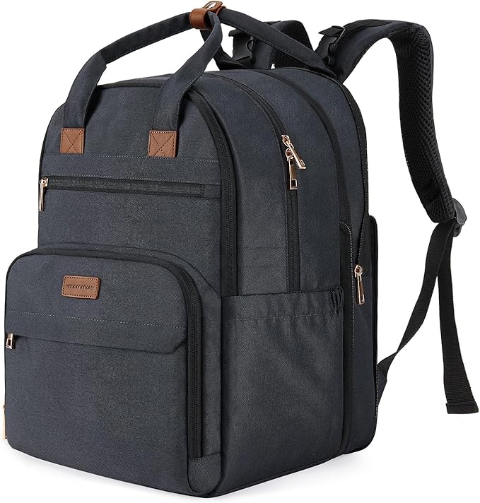mommore Diaper Bag Expandable Large Baby Bag for 2 Kids/Twins with Wet&Dry Pocket, Travel Diaper Backpack for Mom Dad, Changing Pad, Luggage Strap