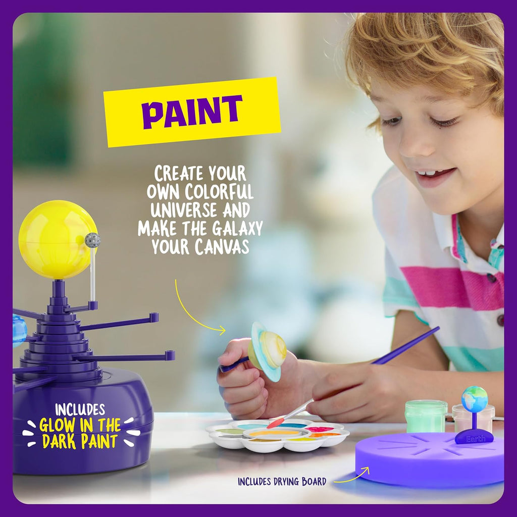Dan&Darci 360° Orbiting Solar System for Kids - Paint & Build Model Kit - Arts and Crafts for Kid Ages 8-12, 4-6, 4-8, 6-8 - Space Toys 8-10 - Science Astronomy Gifts - Painting Craft Kits for Boys