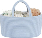 Diaper Caddy Organizer Cotton Rope Baby Basket Nursery Storage and Portable Tote Bag for Car Ideal Baby Shower Gifts and Registry Must-Have for Newborn Essentials blue