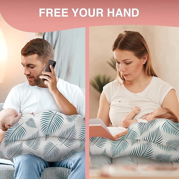 PILLANI Nursing Pillow for Breastfeeding, Breast Feeding Must Haves, Baby Pillow, Breast Feeding Pillow for Mom & Baby, Removable Cotton Cover, Adjustable Waist Strap, Breastfeeding Essentials Newborn