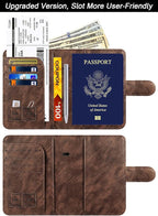 Passport Holder Cover Wallet Travel Essentials Leather Rfid Blocking Case Vacation Luggage Must Haves Travel Accessories for Men Women (120#Coffee)