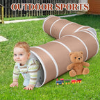 Kids Play Tunnel Tent for Toddlers, Pop Up Crawl Tunnel Toy for Baby or Pet with Neutral Color, Collapsible Gift for Boy and Girl Play Tunnel Indoor and Outdoor Game (Brown Tunnel)