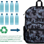 Wildkin ECO rPET Kids Backpack – Recycled, Padded, Adjustable for School & Travel – Black Camo