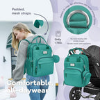 RUVALINO Diaper Bag Backpack-Multifunction Baby Travel Bag with Changing Pad, Insulated Bottle Holders & Pacifier Case, Large Capacity, Waterproof, Turquoise