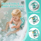 Baby Bath Seat for Babies 6 Months & Up - Toddler Bath Seats for Baby Sitting Up with 4 Suction Cups & Soft Cushion, Non-Slip Infants Shower Bathtub Chair for Newborn Boys Girls, Aqua