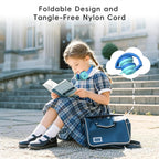 Kids Headphones, Wired Headphones for Kids with Microphone, 85/94dB Volume Limiter Headphone for Girls Boys, Foldable Headphone for Online Study, Gradient Blue