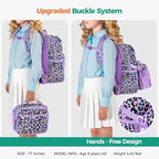 Choco Mocha Backpack for Girls, Elementary School Backpack for Girls Ages 6-8 Kids Kindergarten Backpack Bookbag 17 Inch with Chest Strap, Purple