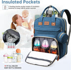 Diaper Bag Backpack – Large Waterproof Baby Bag with USB Charging Port, Changing Pad & Stroller Straps – Stylish, Durable & Hands-Free Travel Organizer for Moms & Dads (Dark Blue)