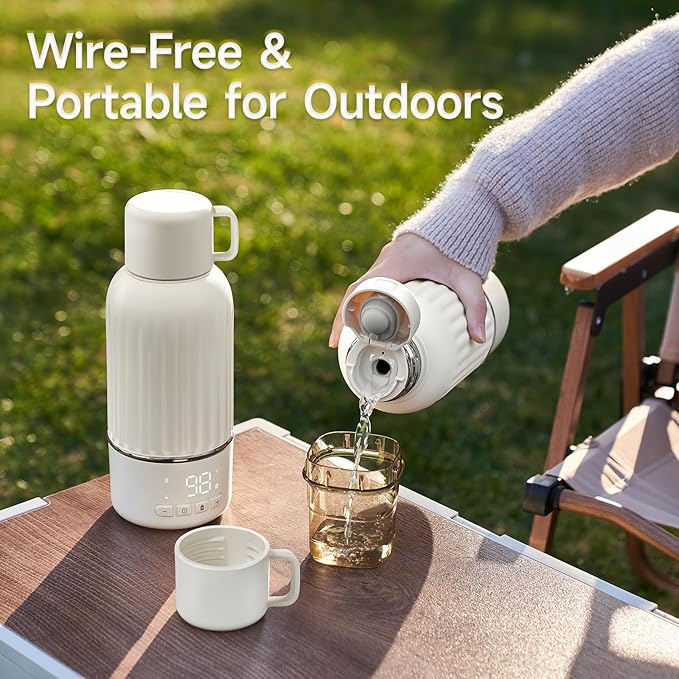 Snow Bear Portable Bottle Warmer for Travel, Fast Heating in 2.5 Mins for Breast Milk, 10200mAh Battery with LED Display, 17oz Large Capacity, Baby Bottle Warmer with Precise Temperature Control