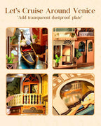 Rolife DIY Book Nook Kit for Adults, Miniature Dollhouse Booknook Kit, 3D Wooden Puzzle Creative Decorative Bookends Bookshelf Diorama Insert Crafts Hobbies Gifts (Romantic Venice)