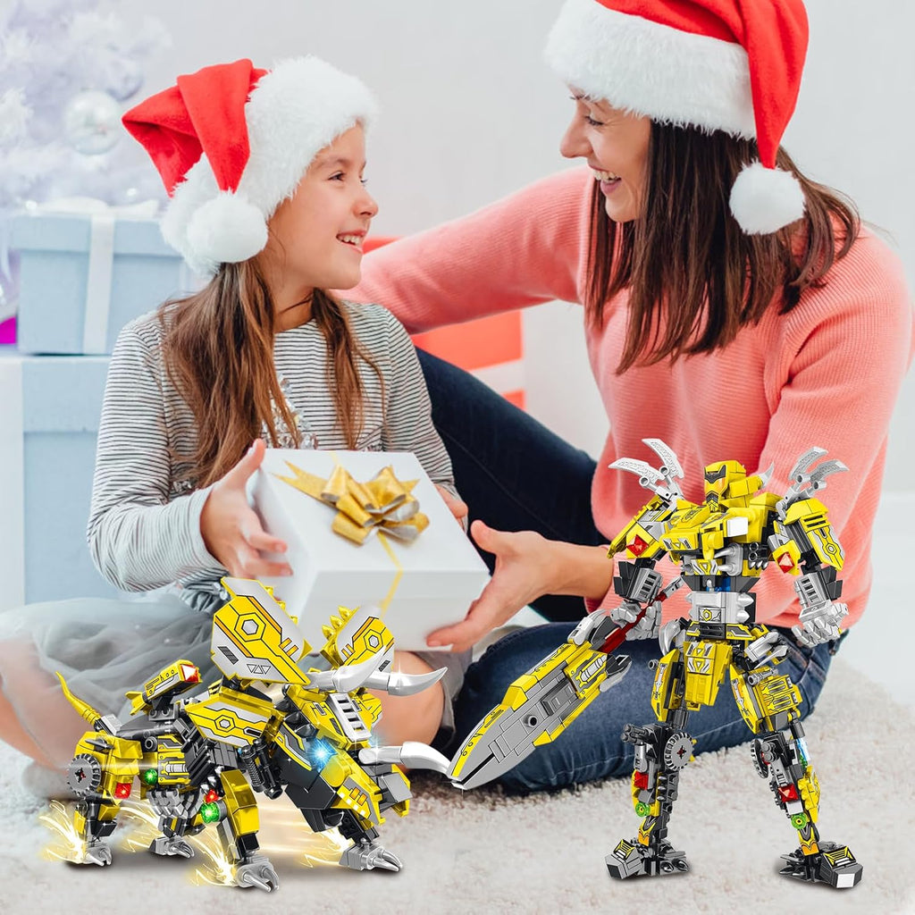 STEM 2 in 1 Triceratops Dinosaur Building Kits, Transforming Mech Robot Building Sets for Adults, Compatible with Dinosaur, Educational Gift Toy for Kids Boys 6-10 (507 PCS)