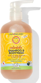 California Baby Calendula Baby Shampoo + Baby Wash | 100% Plant-Based | Soothing Lavender Body Wash For Sensitive Skin | Hypoallergenic | 562mL / 19oz