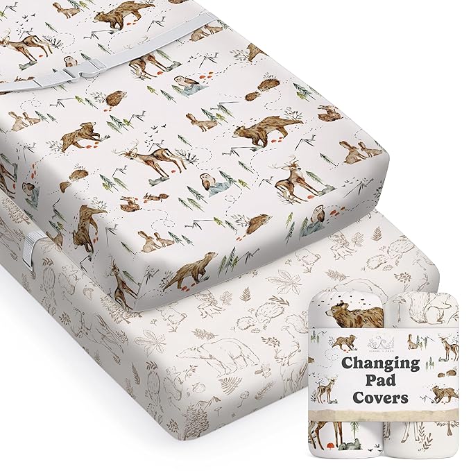 Baby Changing Pad Cover 2-Pack for Boys, Girls (Magic Forest) - Premium Fitted Sheets Baby Diaper Changing Table Cover - Buttery Soft Cotton Blend