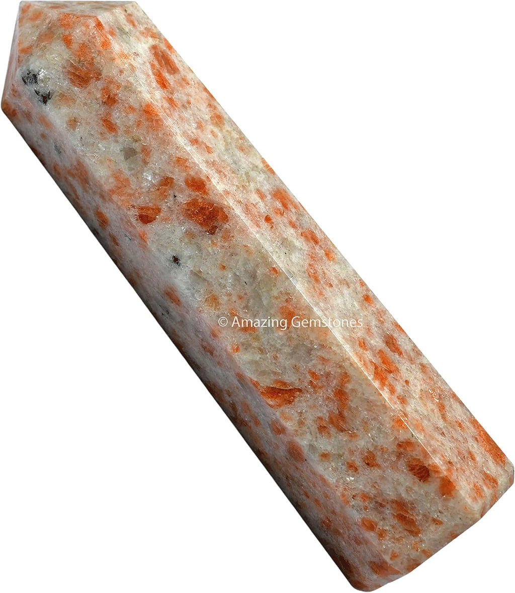 Amazing Gemstone Large Sunstone Crystal Towers ~ Natural Healing Crystal Point Obelisk for Reiki Healing and Crystal Grid (5.5 to 6 INCH)