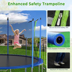 12FT 14FT Trampoline with Slide and Swings, ASTM Approved Outdoor Trampoline with Basketball Hoop and Ladder, Capacity for 5-7 Kids and Adults