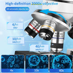 Microscope for Adults 40x-2000x Compound Microscope with Dual LED Illumination for School, Home, Lab, Beginners