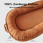 Infant Lounger, Baby Nest Cover for Baby Girls & Boys, Newborn Essentials for Baby 0-18+ Months, 100% Cotton Breathable (GoldenBrown, Corduroy)