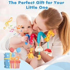 URMYWO Spiral Car Seat Toys for Babies 0-6 Months, Hanging Toy Fits Stroller, Developmental Sensory Baby Toy with Bell Crinkle Mirror, Baby Travel Gear Shower Gift for Boys Girls