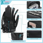 NEW TILAMI 18 inch Rolling Backpack for Kids - Waterproof, Stair-Climbing, Durable, Personalized Design for School, Travel, Black