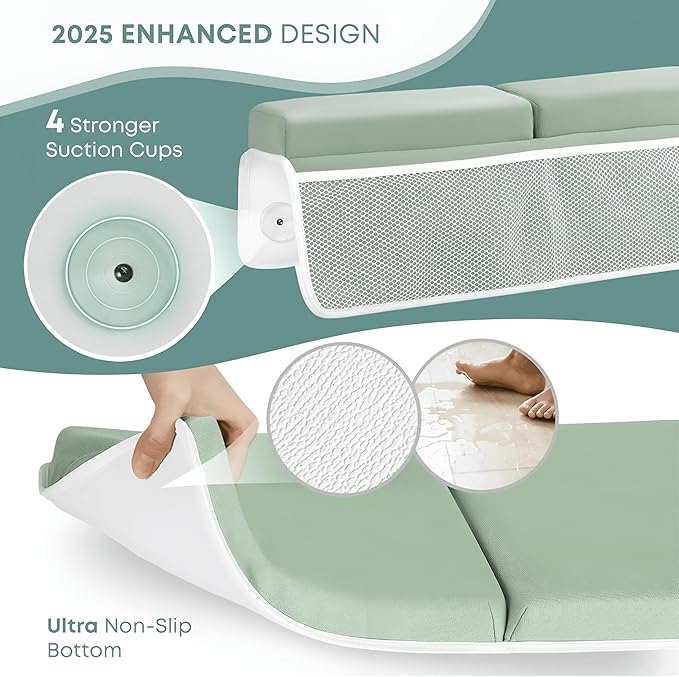 Comfortable Baby Bath Kneeler & Elbow Rest Pad Set – Extra Thick Foam Cushion with Toy Organizer – Non-Slip, Quick Dry Support for Infant & Toddler Bath Time