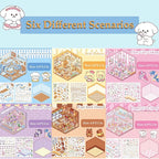 DIY 3D Sticker Scene 6 Sets of Stickers for Girls Make Your Own Mini Room Scene Stickers for Kids Cute Kawaii Sticker Therapy for Adult Relief Stress Pass The Time