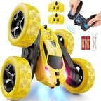 Remote Control Car,RC Car Toys for 6-12 Year Old Boys, Off Road RC Stunt Car 4WD 360° Rotating Remote Control Car for Kids, Boys Girls Gifts for Birthday, Christmas Yellow