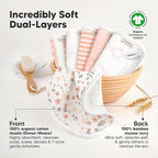 6-Pack Cotton Baby Washcloths for Newborn - Organic Cotton Muslin Soft Wash Cloths for Babies, Infant, Kids,Toddler Towels for Boy,Girl,Super Absorbent Face Cloths,Scratch-free Baby Rags (Sweet Charm)