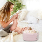 Large Baby Diaper Caddy Organizer for Girl Boy Rope Nursery Storage Bin Basket Portable Holder Tote Bag for Changing Table Car Travel Baby Shower Gifts Newborn Essentials Registry Must Haves Pink