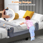 HONEY JOY Bed Rail for Toddlers, Extra Long, Foldable Portable Swing Down Safety Bed Guard Rail, Toddler Bed Rails for Crib, King Queen Full Twin Size Bed Mattress (Gray, 2 Pack, 47 Inch)