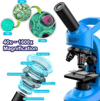 Kids Microscope,40-1600x Microscope Kit for Kids Beginners Children,STEM Kit,Prepared Slides,LED Light and Configured Various Operating Tools- Science Experiment Toy for Kids Ages 6-12
