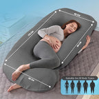 G Pregnancy Pillows with 2 Covers for Sleeping - G Shaped Full Body Maternity Pillow for Pregnant Women with Premium Removable Covers - Support for Back, Legs, Belly, HIPS, 69 Inch, Grey