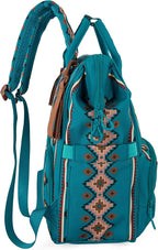 Wrangler Aztec Backpack Organized Daypack Travel Baby Bag with Stroller Strap and Side Bottle Pockets