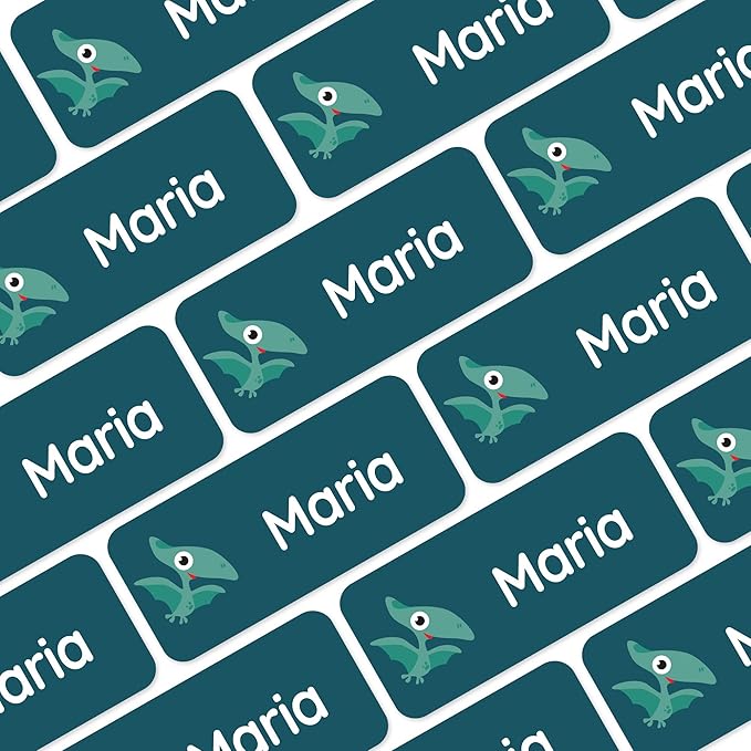 Personalized Name Labels for Kids (120) – Custom Waterproof & Durable Stickers for Clothing, Daycare, Office & School Supplies - Dinosaurs