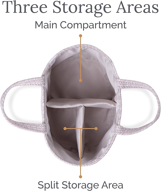 Natemia Diaper Caddy Organizer (Lily Pad) - Portable Rope Handles & 3 Compartments for Baby Items - Storage Basket for Newborn Essentials - Fits Spectra Breast Pump & Accessories - Registry Must Have