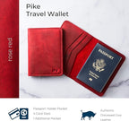 PEGAI Personalized Leather, Passport Holder For Travel | Handmade Passport Wallet Cover Case | Travel Document Holder, Passport Cover for Men, Women, and Family | Pike (Rose)